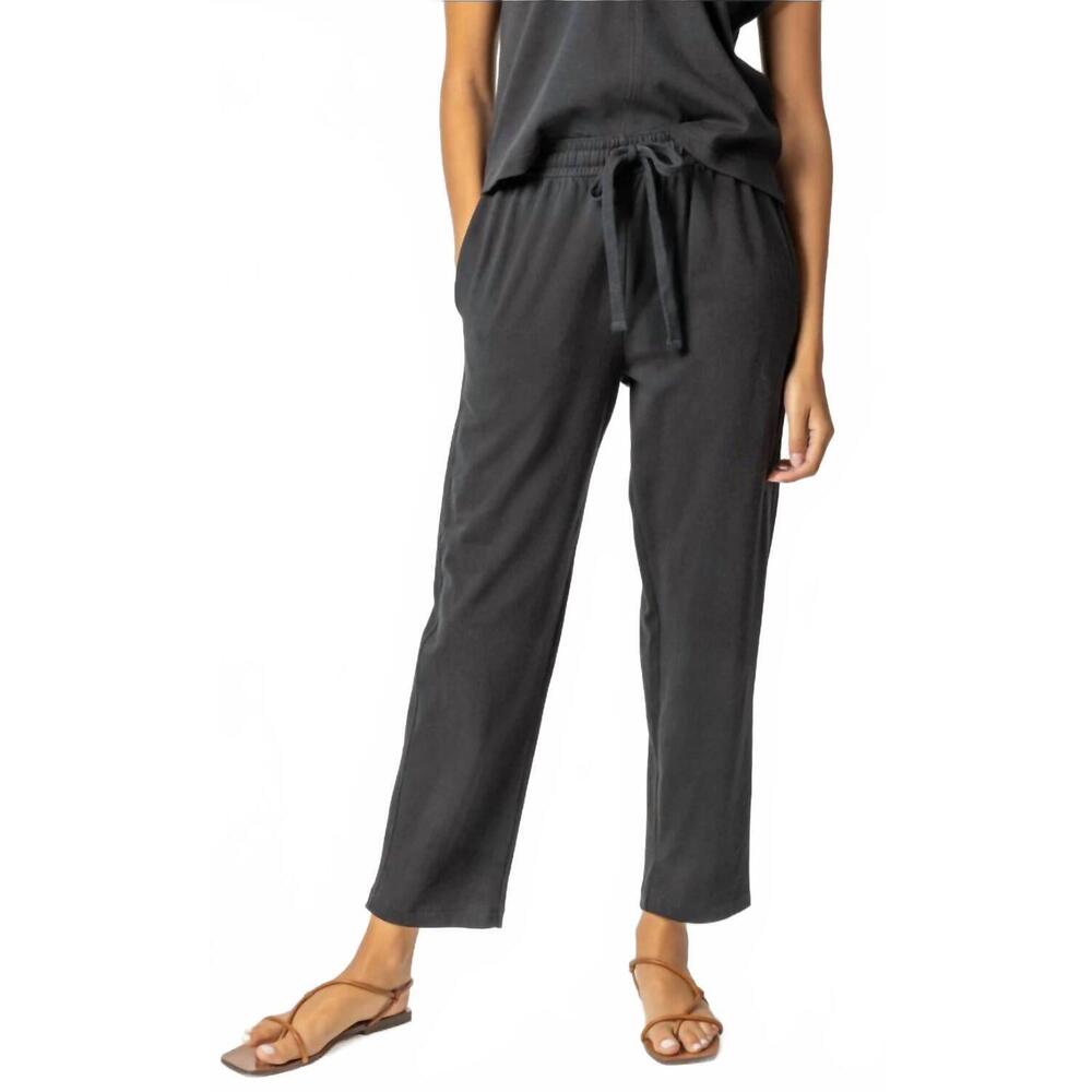 NEW LILLA P structured knit easy ankle pants in black